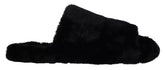 Dolce & Gabbana Black Polyester Faux Fur Mens Flats Sandals Shoes -   -  Dolce & Gabbana.